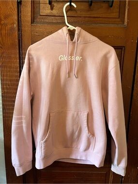 Glossier Women’s Pink Pullover Hoodie with Logo